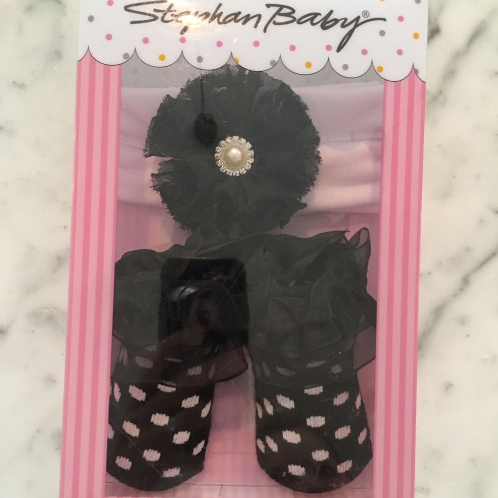 Baby headband and matching sock set
